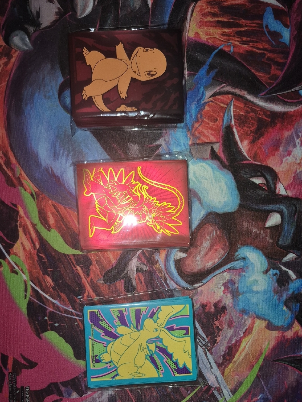 Pokémon Themed Card Sleeves Set Of 3 Charmander And Dragonite Artwork